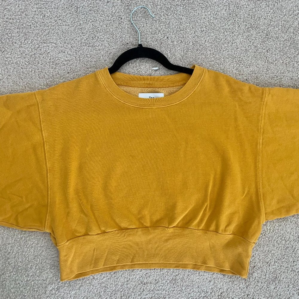 Aritzia Cropped Mustard Yellow Crewneck
